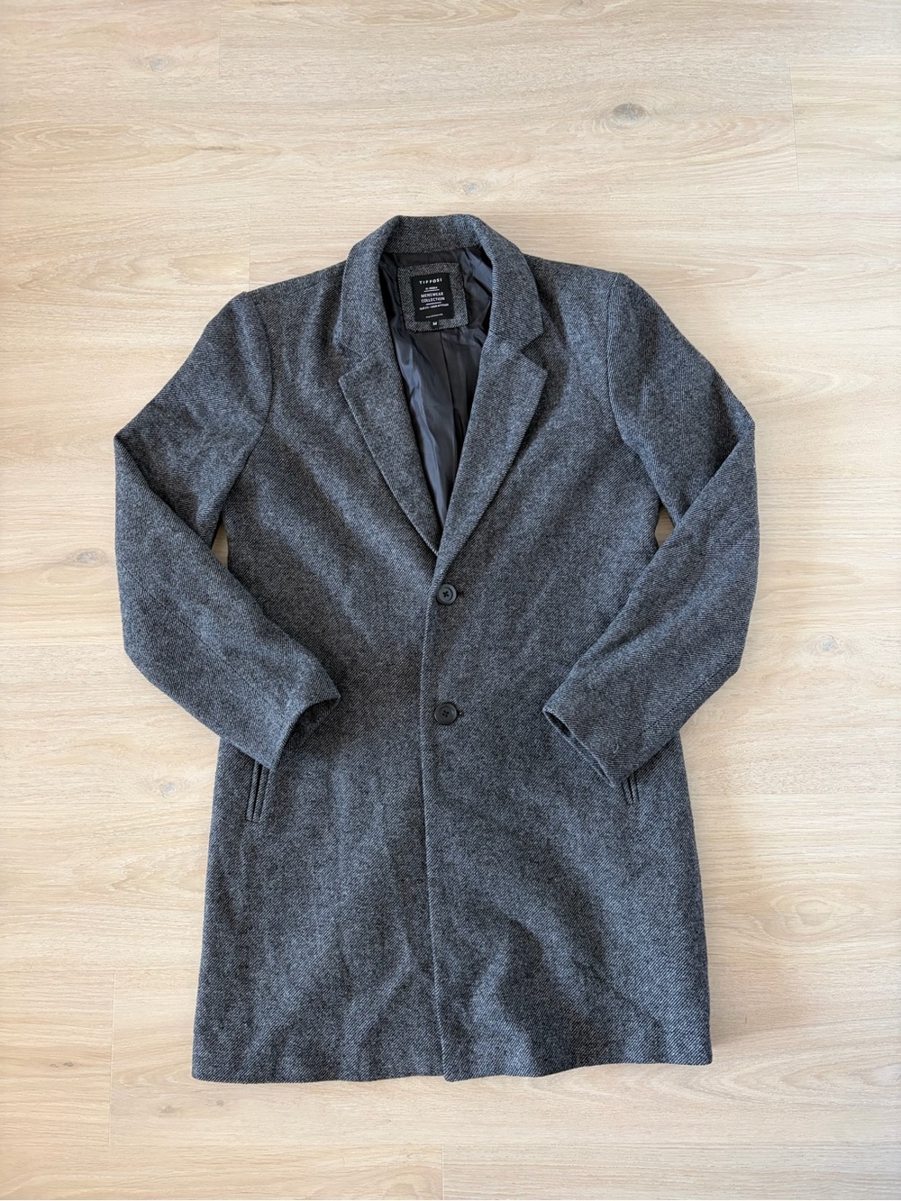 Men’s Dark Gray Single-Breasted Pea Coat Size M